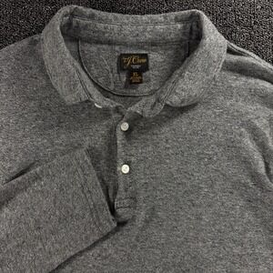 J. Crew Mens XL Cotton Cashmere Blend Long Sleeve Polo Shirt Heather Grey